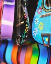 Image: Guitar, colored, color, colorful, painting, flowers, range