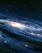 Image: Galaxy, cluster, spiral, star, nebula, bright light, in center