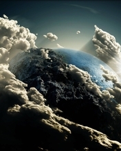 Картинка: Земля, планета, космос, облака, свет, звезда