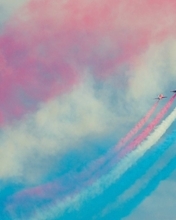 Картинка: Самолёты, аэробатика, пилотаж, небо, цветной дым
