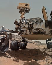 Картинка: Curiosity, марсоход, технологии, поверхность, камни