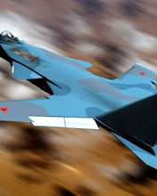 Image: Fighter, Su-47, Berkut, in flight, camouflage, blur, airspace