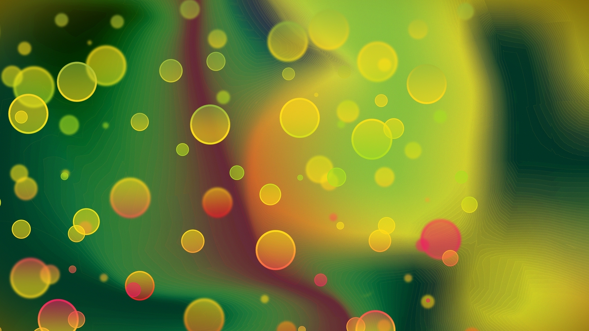 Image: Circles, highlights, blurring, green, yellow, ripples