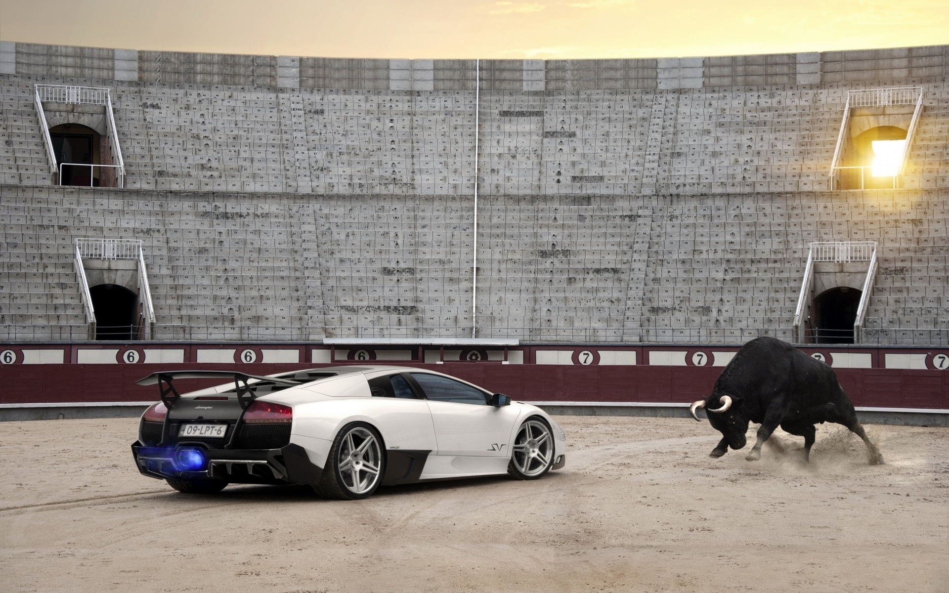 Картинка: Суперкар, Lamborghini, murcielago, lp670-4, sv, буйвол, битва, сражение, арена