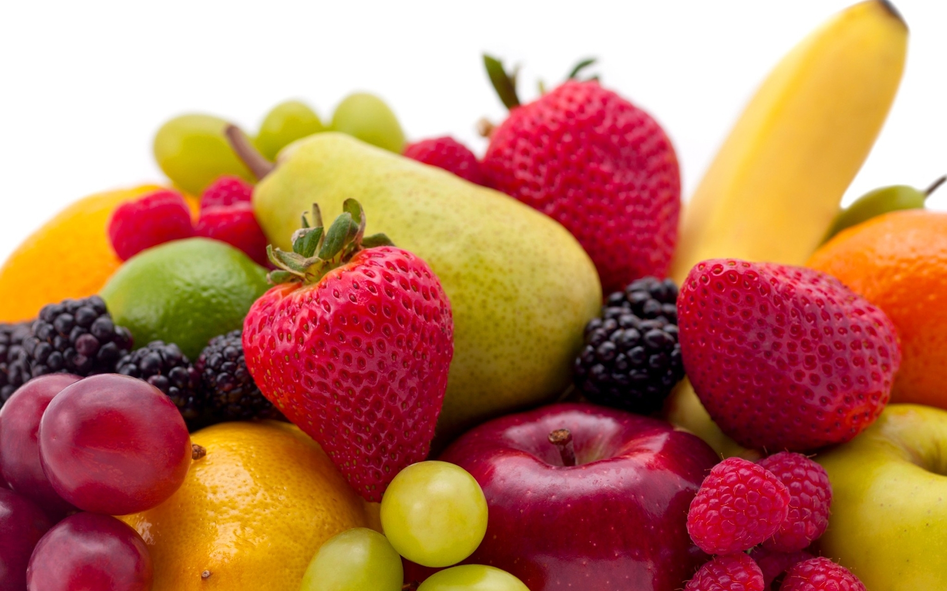 Image: Fruit, berry, strawberry, raspberry, blackberry, pear, apple, grape, banana, lemon, lime, orange