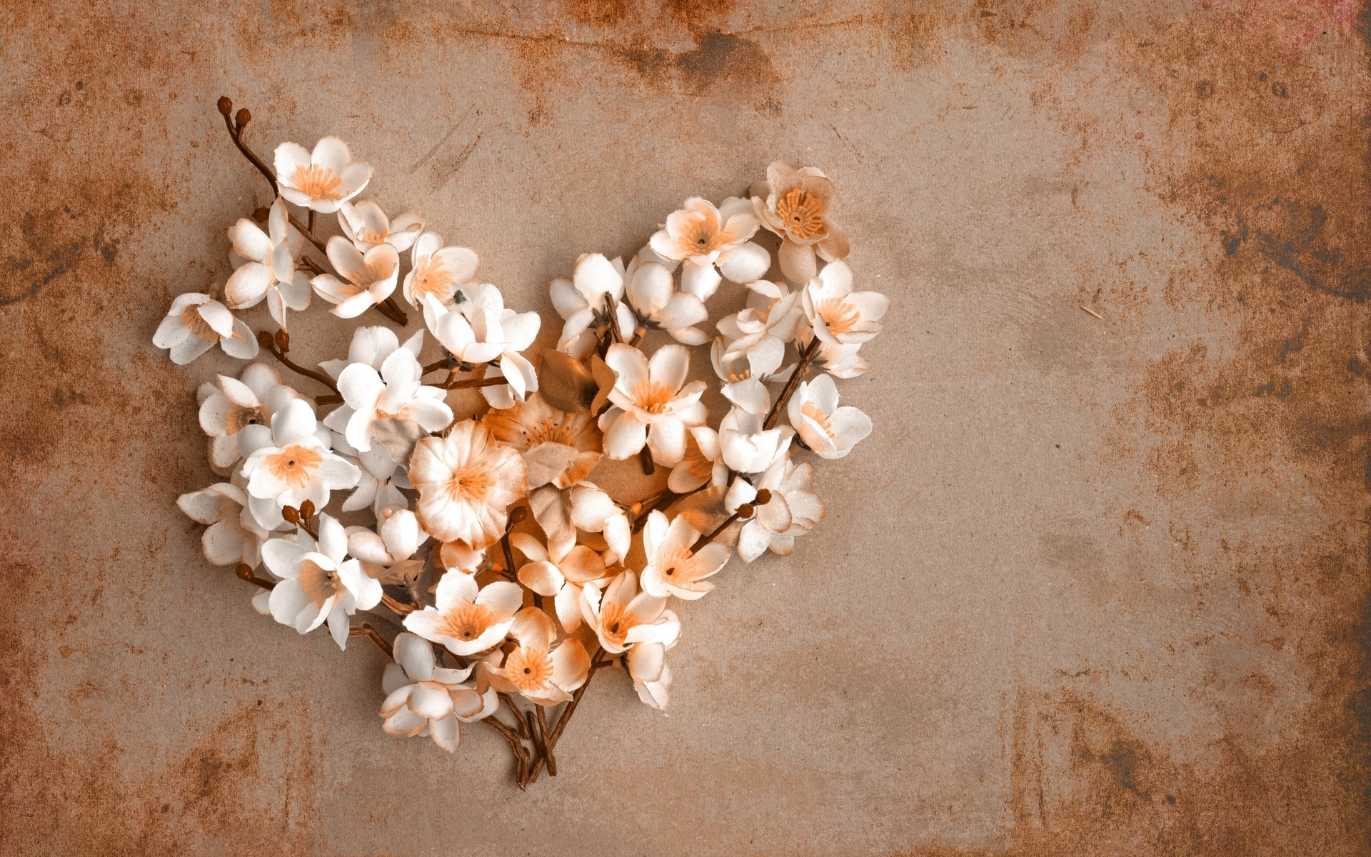 Image: Flowers, branches, heart, paper, vintage