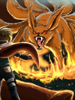 Картинка: Naruto, лис, девятихвостый, демон, Кьюби, Курама, скалится