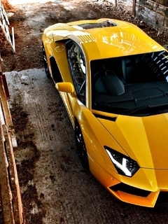 Image: Lamborghini, Aventador, Lamborghini Aventador, yellow, sports car, lights, reflection