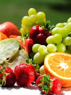 Image: Fruits, vitamins, grapes, vine, bunch, berries, strawberry, orange, kiwi, apple, mate