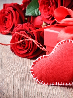 Картинка: День Святого Валентина, свеча, сердце, красное, любовь, подарок, розы, цветы