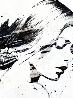 Image: Girl, excise, drawing, black, white, blots