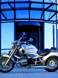 Картинка: Мотоцикл, байк, silver BMW, здание