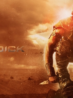 Картинка: Riddick, сидит, нож, пейзаж