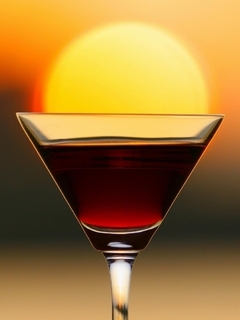 Картинка: Бокал, вино, закат, солнце, горизонт