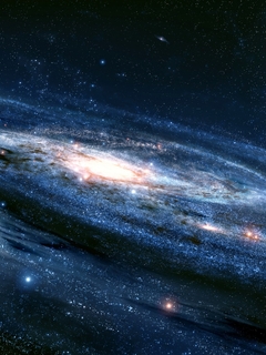 Image: Galaxy, cluster, spiral, star, nebula, bright light, in center