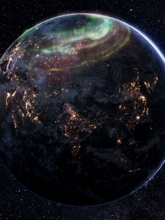 Image: Planet, space, Earth, lights, polar lights, pole, stars, light
