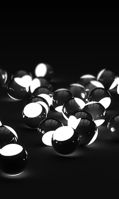 Image: Balls, ball, black, white, glowing, dark background