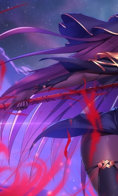 Image: Girl, scathach, spear, weapon, figure, hair, look