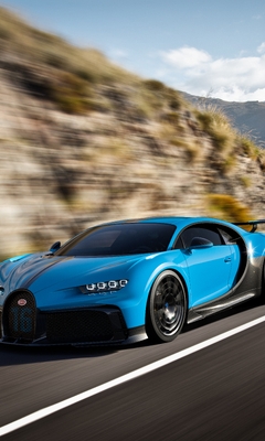Image: Bugatti, Chiron Pur Sport, speed, road, mountains, blur