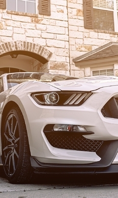 Image: Ford, Mustang, Shelby, GT350, white, building