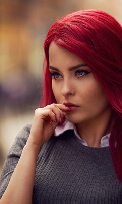 Image: Girl, hair, red, face, look