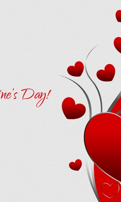 Image: Valentine's, day, February, 14, love, hearts, red, swirls, white, background