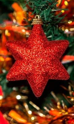 Image: Star, red, tinsel, tree, decoration