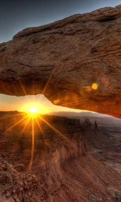 Картинка: Каньон, солнце, закат, лучи, парк, арка
