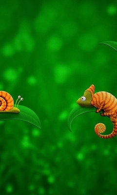 Image: Snail, chameleon, stems, leaves, found, spiral, camouflage, eyes