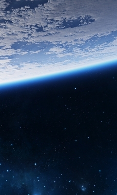 Image: Planet, Land, atmosphere, glow, stars, space