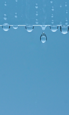 Картинка: Вода, капли, стекло, фон, голубой
