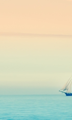 Картинка: Море, океан, вода, корабль, паруса, мачта, горизонт, небо