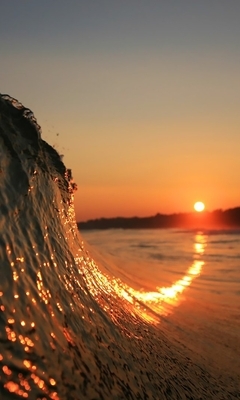 Картинка: Волна, вода, море, океан, закат, небо, вечер
