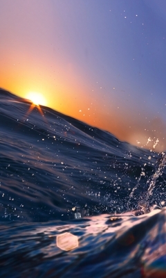 Image: Water, sea, ocean, waves, splashes, drops, sun, sky
