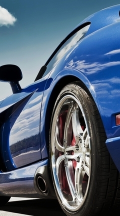 Image: Supercar, Dodge Viper, wheels, door, road, sky, clouds