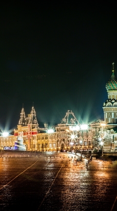 Картинка: Россия, Москва, столица, площадь, огни, вечер, Храм