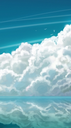 Картинка: Причал, море, небо, облака, девочка, отражение, чайки
