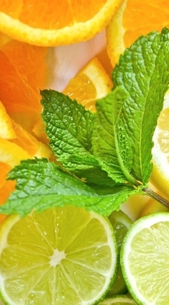 Картинка: Апельсин, лимон, лайм, дольки, цитрус, витамины, мята