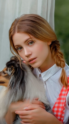 Картинка: Девушка, Ксения Кокорева, собака, колли, модель