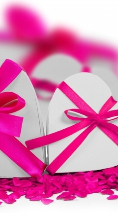 Картинка: День Святого Валентина, 14 февраля, сердечки, любовь, подарок, коробочки, лента