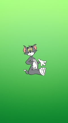 Image: Cat, Tom, sitting, surprise, cartoon, green background
