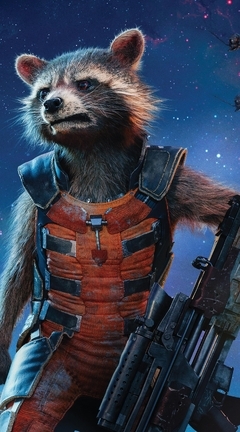Картинка: Guardians of the Galaxy, Стражи галактики, Ракета, енот, оружие, космос