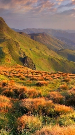 Картинка: Горы, пейзаж, небо, долина, трава, хребет, тропинка