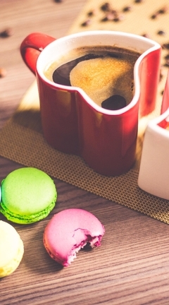 Картинка: Кружки, две, пара, кофе, форма, сердечки, зёрна, сладости