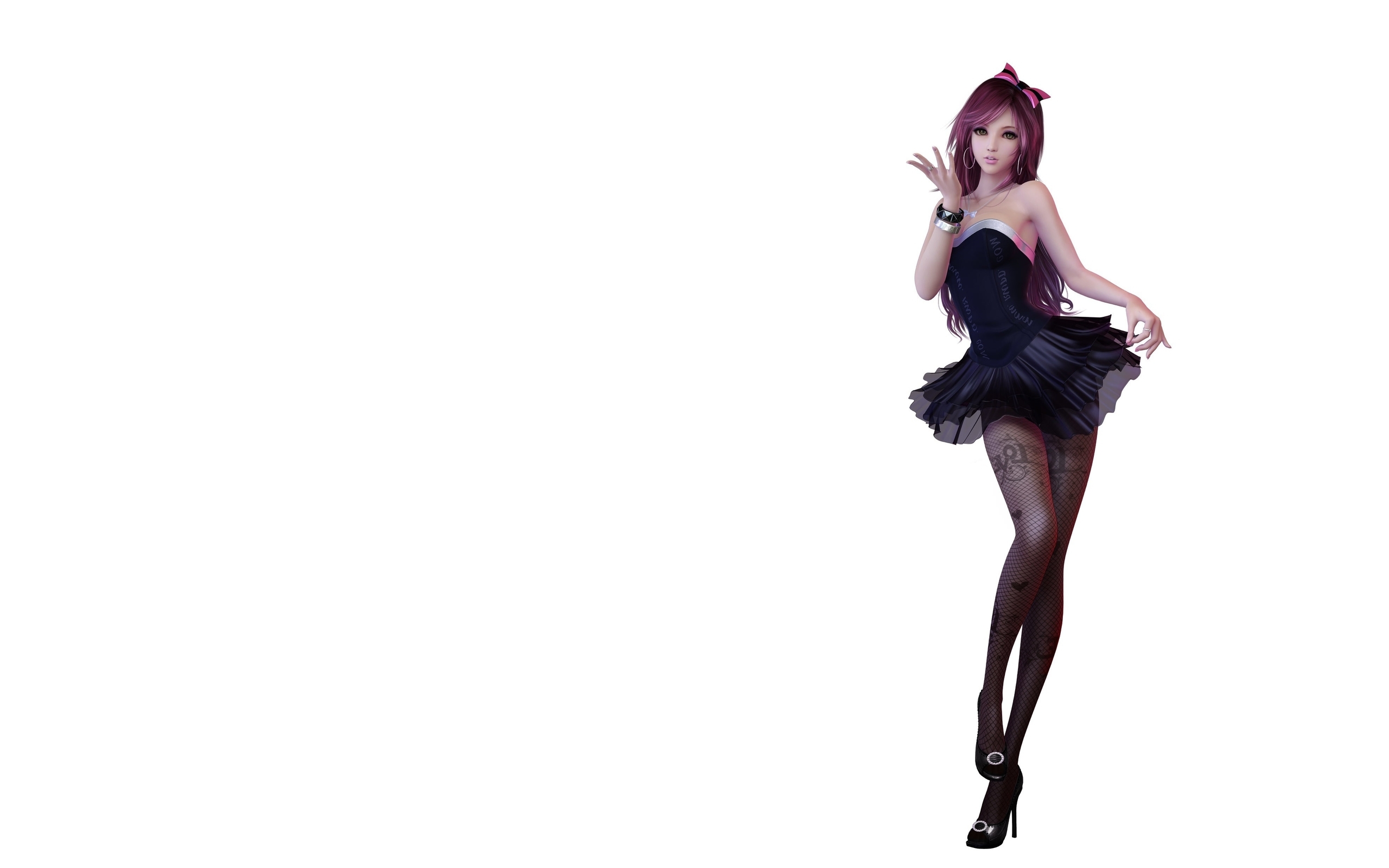Image: 3D, Girl, Flirty, dress, pose, posing, white background, minimalism