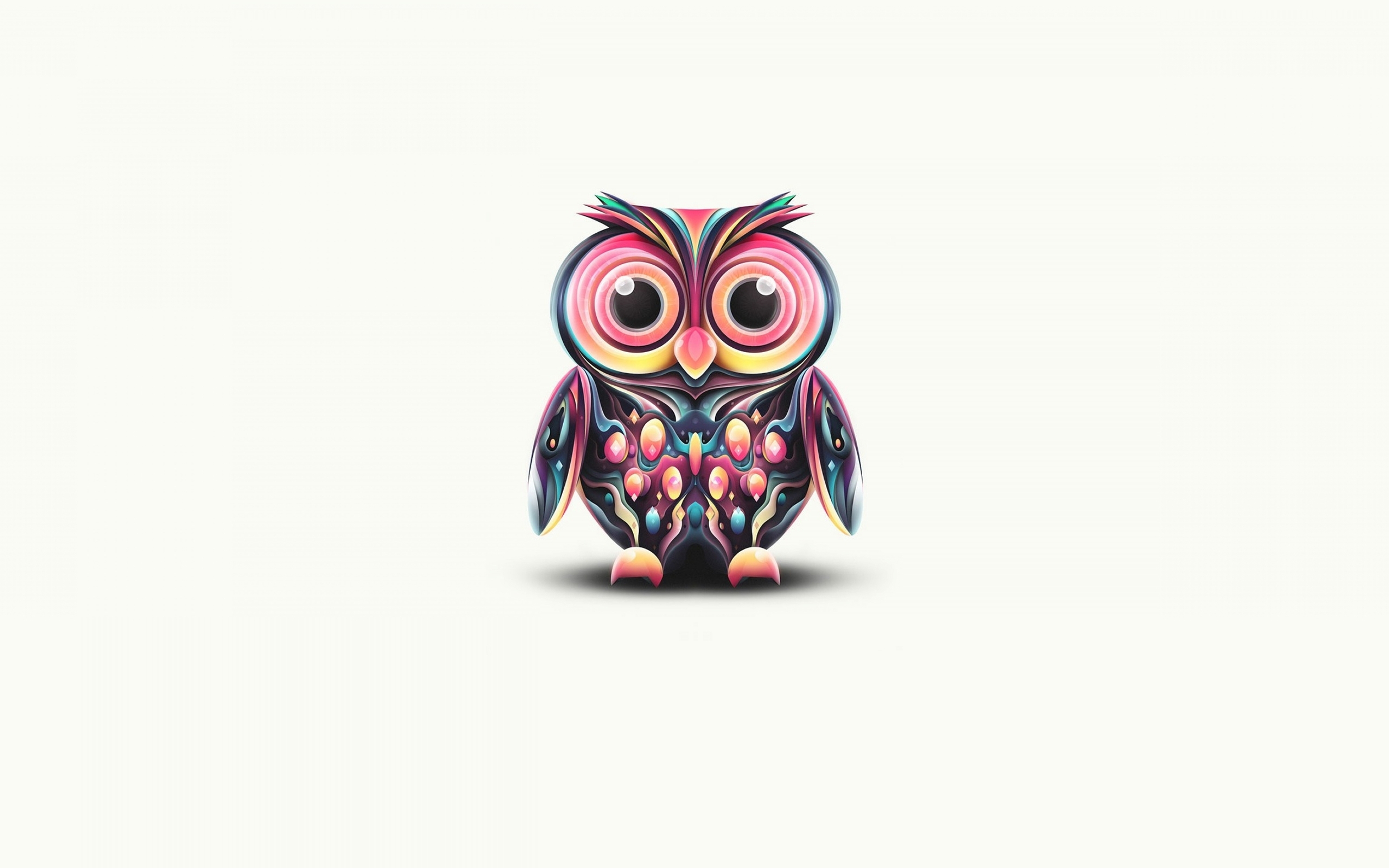 Image: Owl, eyes, shadow, white background, minimalism
