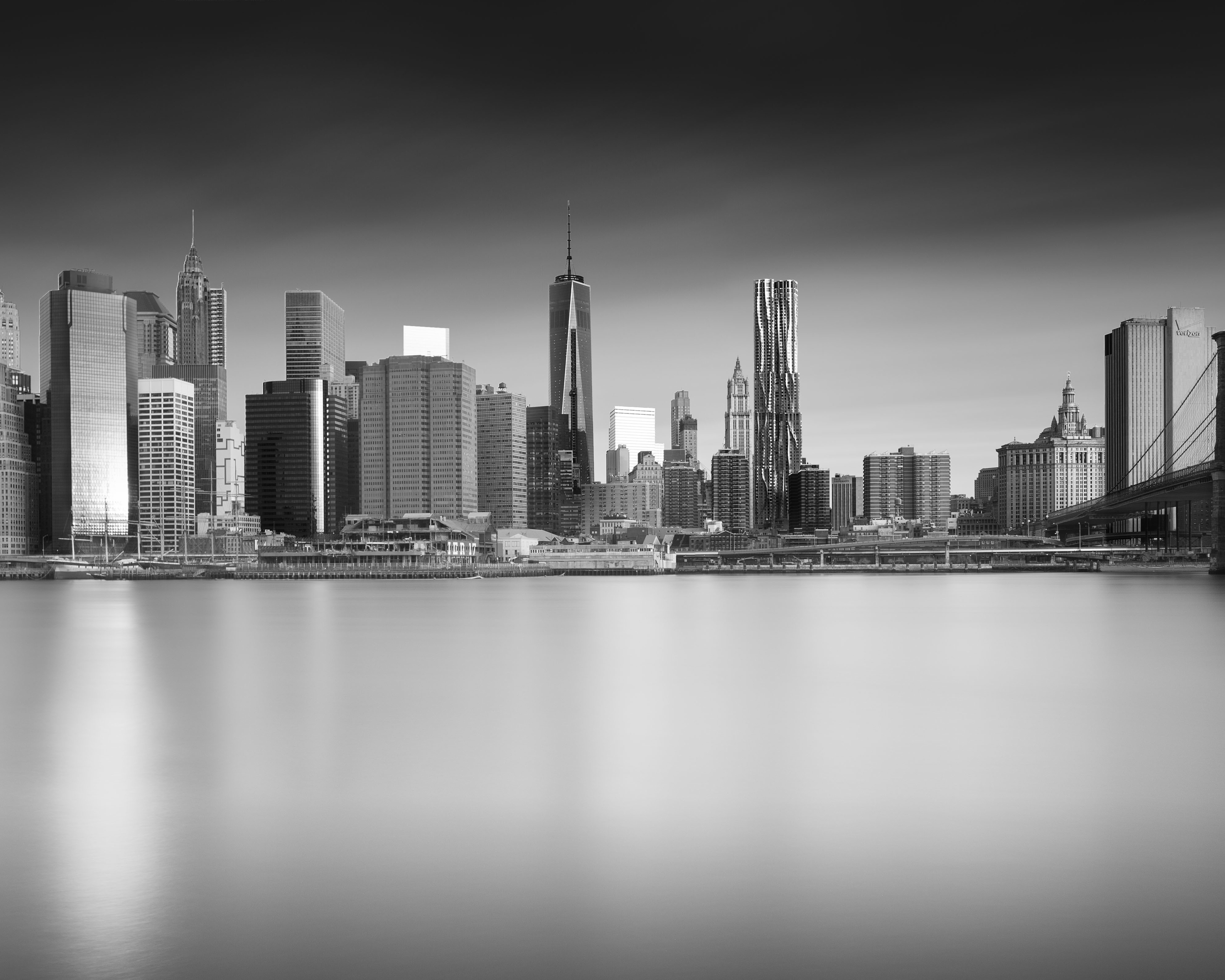 Картинка: New York City, город, мост, Skyline, река