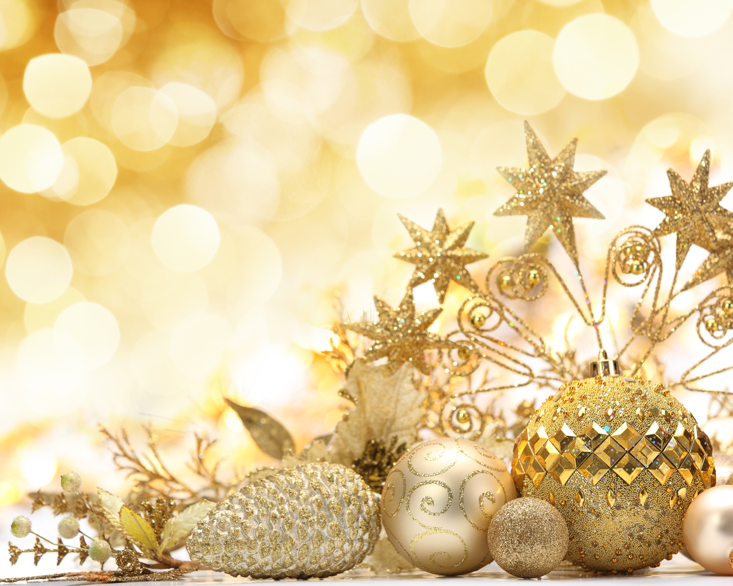 Image: Decoration, glitter, gold, balls, flares, holiday