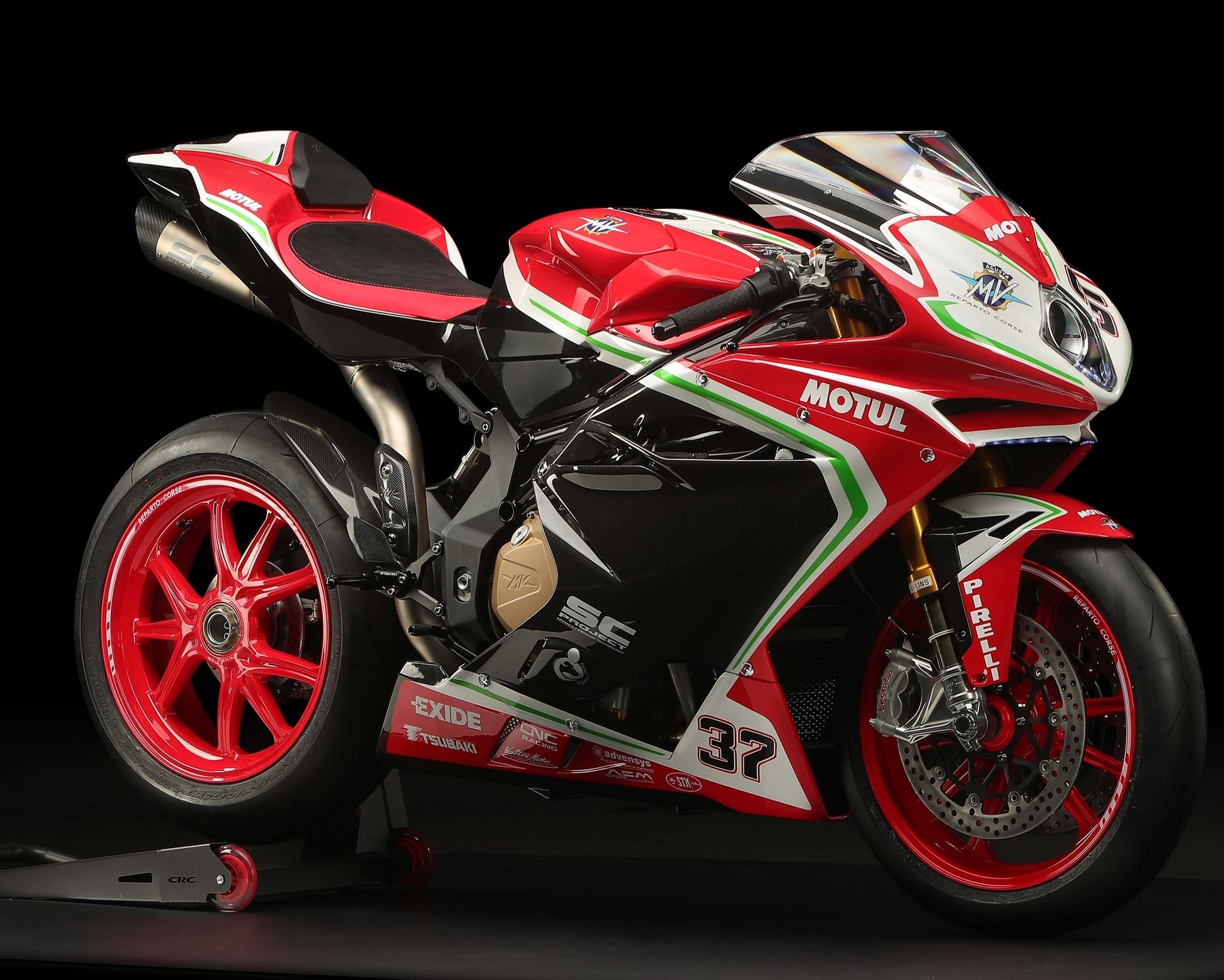 Картинка: Мотоцикл, MV Agusta, F4, series, тёмный фон, красный