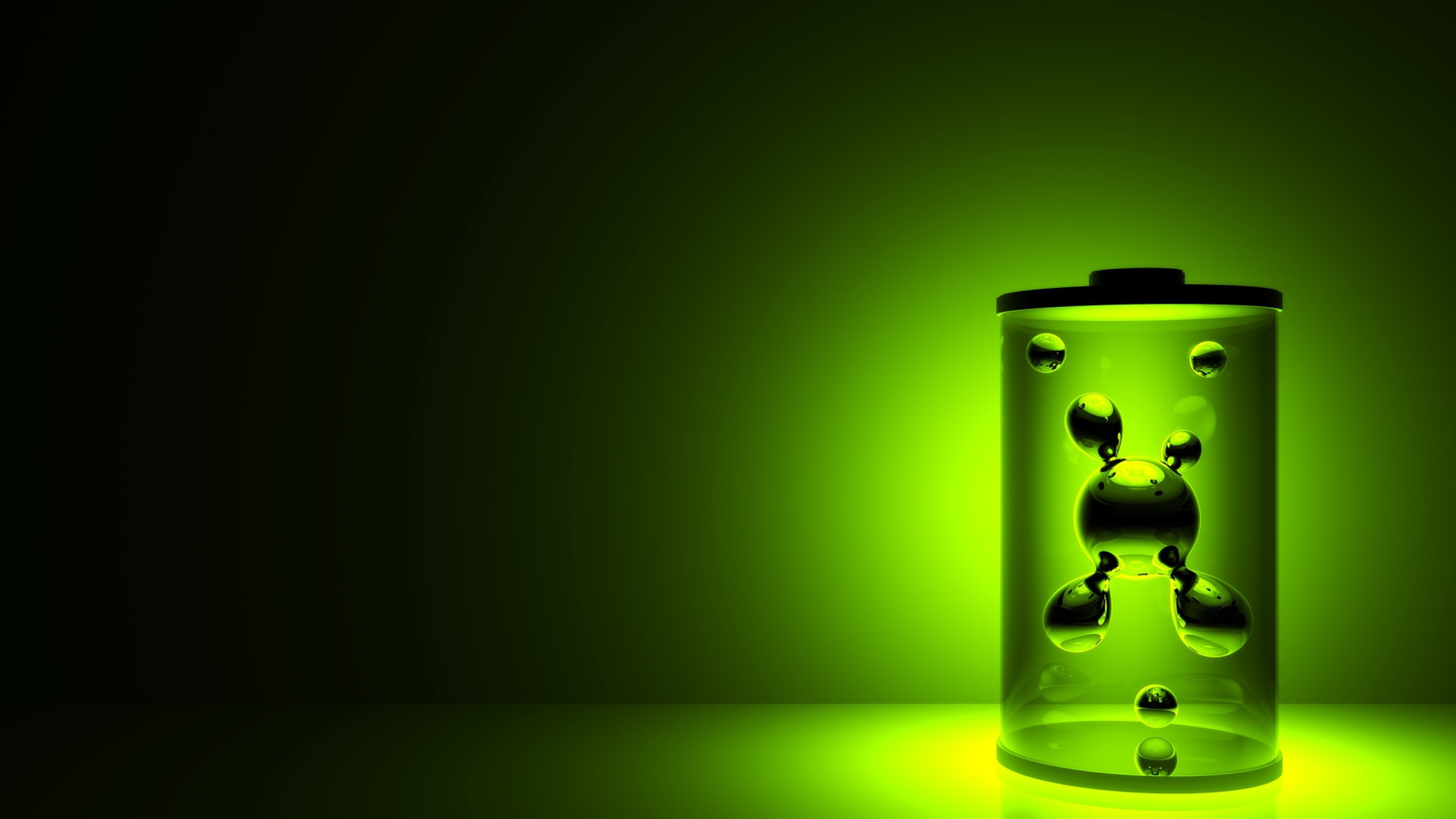 Image: Bulb, molecule, green background, light